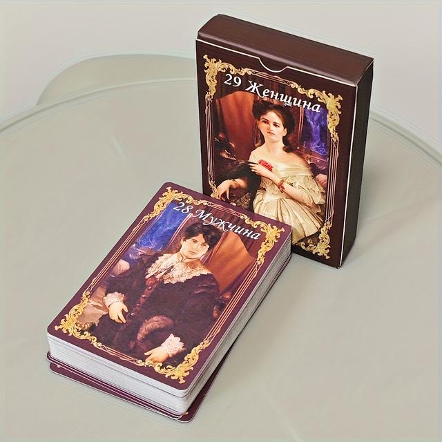 TEMU Klasický realistický balíček Lenormand 9×6 cm, 40 ks středověkých klasiků v ruštině
