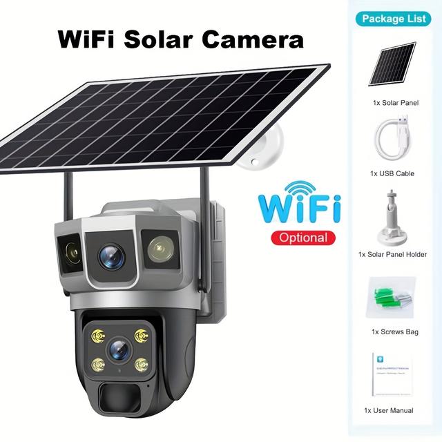 TEMU Wifi Solar-powered Camera, Camera, Pan-tilt Control, Tracking, Real-time Alerts, Night Vision, Audio, Remote Application Control, Elderly/children And Pets Anytime