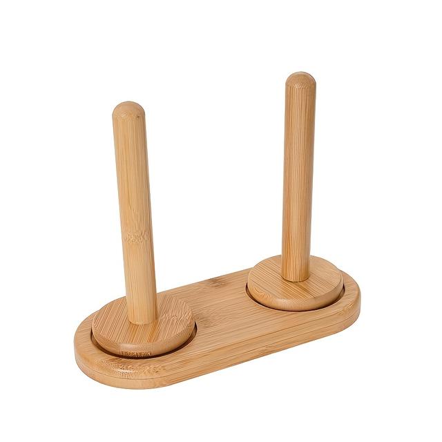 TEMU Dual Spindle Yarn - Bamboo Base, Detachable Spinning Stand, Hand-operated Yarn Winder For Knitting And Crocheting, Light Beige, No Electricity Or Batteries Required