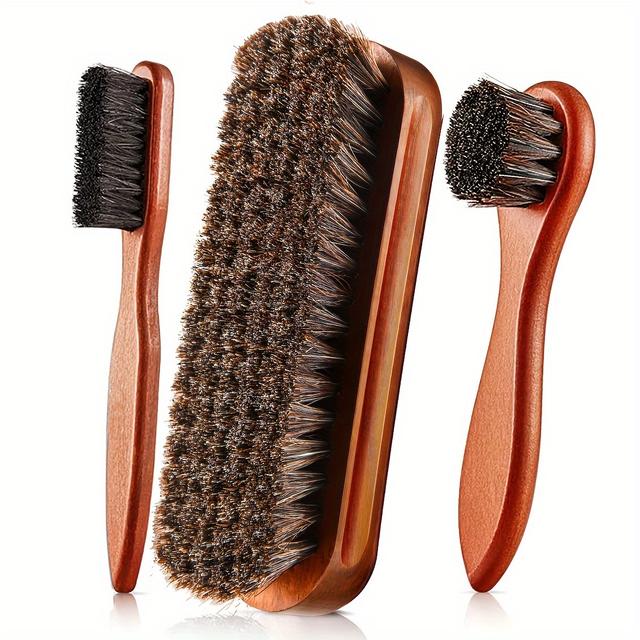 TEMU Gloss Shoe Brush Kit Polishing Applicator Clean Shoe Boot Care Brush Suede Cleaning Interior Detail Cleaning