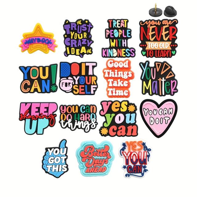 TEMU 15pcs, Plastic, You Can Motivational Phrases Series Pattern Pins, Diy Pins Gift Backpack Accessory