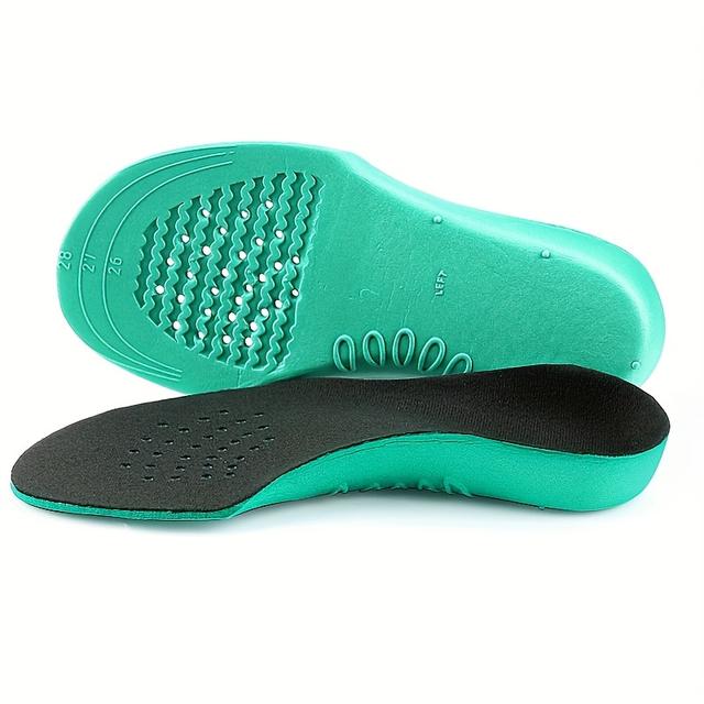 TEMU 1쌍 블랙 & 그린 EVA 스포츠 충격 흡수 아치 지지 깔창, 남녀공용, 충격 흡수, 탄력성, 편안함, 땀 흡수 기능, 야외 걷기 전체 길이 깔창, 스포츠 캐주얼 신발, 부츠 등에 적합