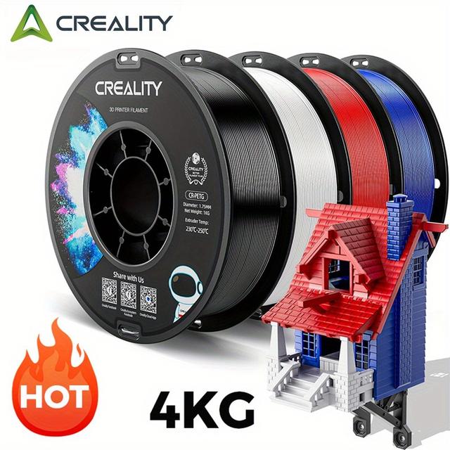 TEMU Creality CR-PETG 3D-Druckerfilament 1,75mm, 4 Stück/Set, Hochglanzfinish, 1KG Gesamt - , Rot, Blau, Industrielle Festigkeit, , mit 2 Spulen für genaues Gießen