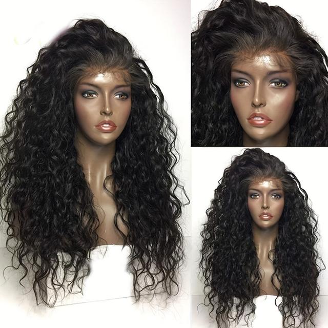 TEMU 26 Inch Wave Lace Front Wig For Women - 180% Density Heat Resistant Soft Curly Hair, Pre-plucked Hairline Glueless 13x4 Lace Front Wig For Party & Daily Use