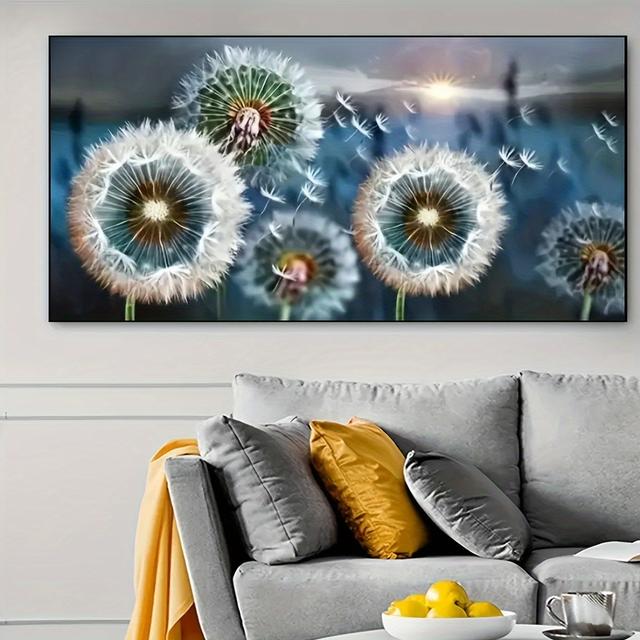TEMU 5d Diamond Art Painting, Large Dandelion Diamond Painting Kits For Adults, Diy Crystal Rhinestone Arts And Crafts, Gem Art Sunset Painting With Diamond Home Wall Decor (27.5 X 15.7inch)