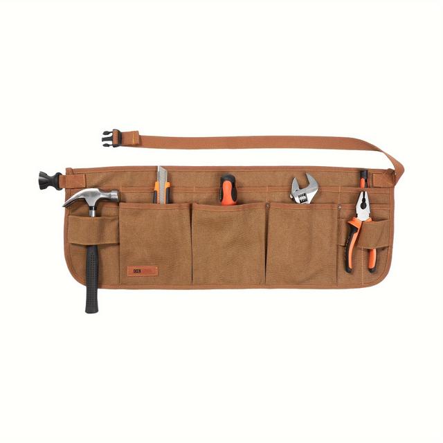 TEMU 1pc Waist Tool Belt, A Canvas Tool Apron With 11 Pockets, Unisex Woodworking Bag, Adjustable Tool Storage Pouch, Suitable For Outdoor Work, Carpentry, Artists, And Other .