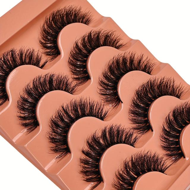 TEMU 5 Pairs Of Russian Curly Eyelashes, Multiple Eyelashes, One-piece Large European And American False Eyelashes