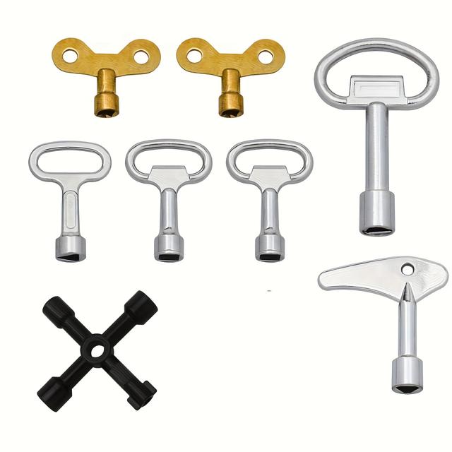 TEMU Paquete de 8 Llaves para Grifos, Reparación de Grifos, Paquete Universal de Llaves para Grifos, con Llave Triangular, Llave de Pasador y Llave de Cuadrado, para Medidor Eléctrico, Medidor de Agua