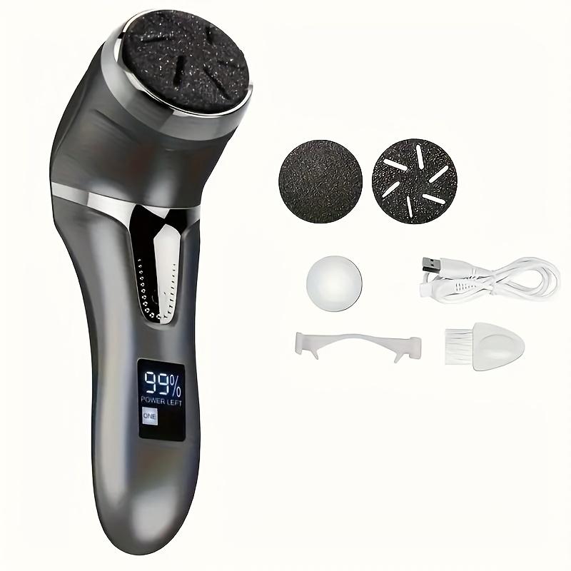 TEMU Rechargeable Electric Callus Remover With Built-in Dander Vacuum Cleaner - Professional Foot Care Kit, With Lcd Display, 2 Speeds, Multiple Heads For Dead Skin Removal, Durable Plastic