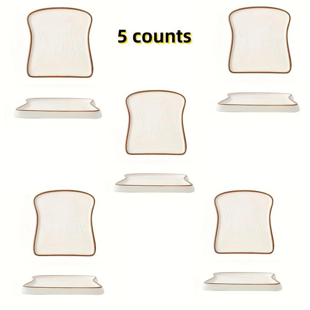 TEMU 1 Set Of 5pcs, Ceramic Breakfast Plate Dessert Bread Plate Household Ceramic Steak Plate Pasta Plate Suitable For Steak, Bread, Pasta, Sushi