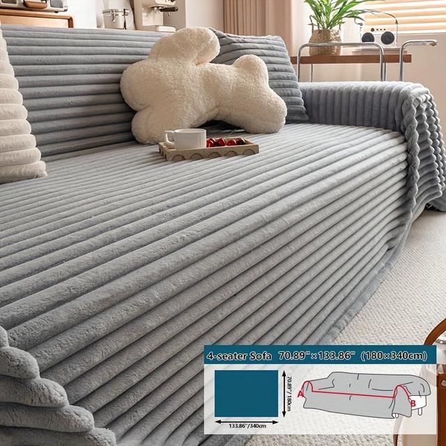 TEMU 1 de sofá de felpa de color sólido, gruesa y para otoño e invierno, de muebles adecuada para dormitorio, oficina y decoración de , de asiento para 1-4 asientos