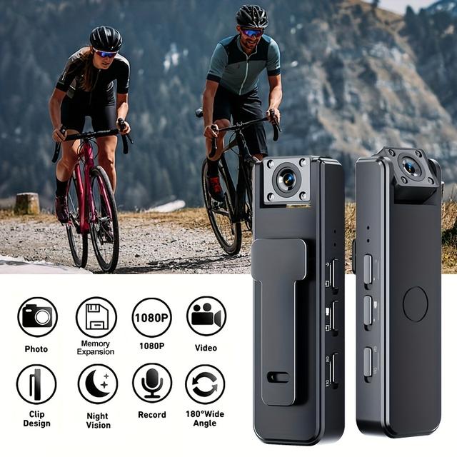 TEMU 1080p Hd Wearable Camera, Night Vision Function, Audio And Video Recording, 180 Degree Rotatable Lens, Back , Easy To Carry, Suitable For Outdoor Sports, Travel And Conference Recording