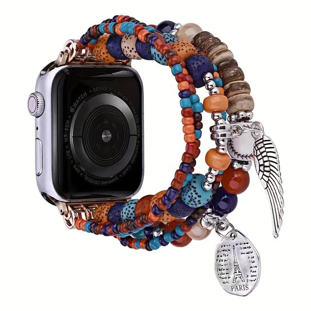TEMU Women's Handmade Bohemian Bead Strap Compatible For /2/3//5/6/7/8/9 & Se - Elastic Retro Vintage Iwatch, Compatible For Strap