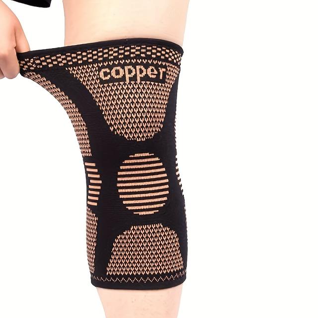 TEMU 1pc Anti-slip Breathable Knee Brace Copper Fiber Sports Knee Support Compression Knee Sleeve For Basketball Cycling Skipping Running And Fitness