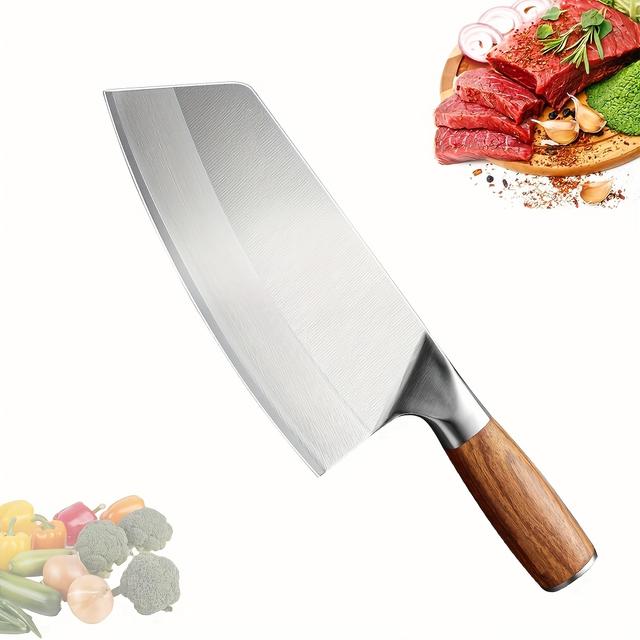 TEMU Kitchen Chef's Knife, Multi-functional Stainless Steel Sharp Chef's Knife, High Carbon Hand , Rust Resistant And Easy To Clean, Durability, Suitable For Kitchen, Outdoor Camping