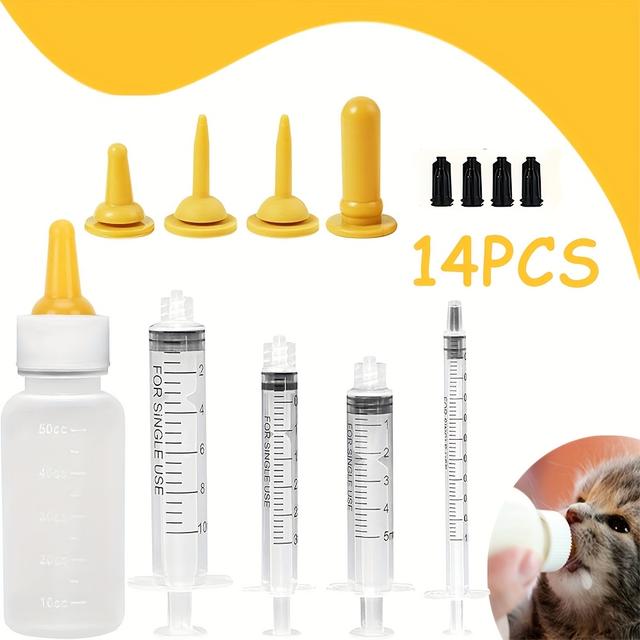 TEMU 14pcs Pet Feeding Pacifier Set, Suitable For Kittens, Puppies, Rabbits, Squirrels, Hamsters