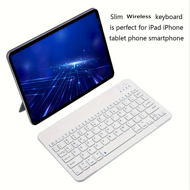 TEMU Ultra-thin Wireless Bluetooth Keyboard - Universal Rechargeable Bt Keypad, Compatible With Ipad Pro/ipad Air/ipad 9.7//ipad Mini And Other Ios, Android, Windows Devices