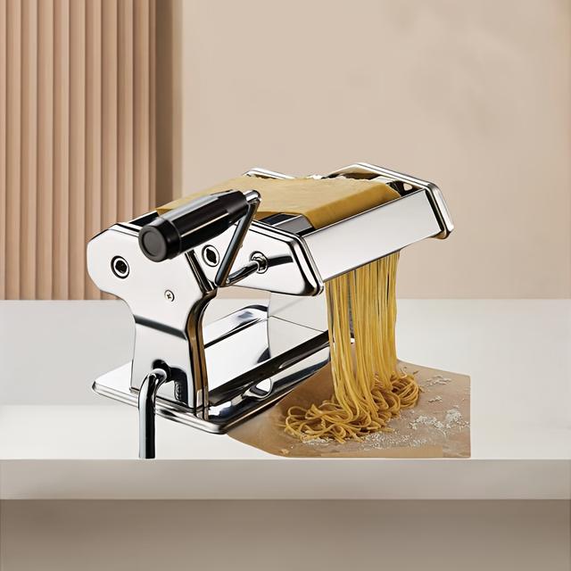 TEMU Stainless Steel Split 2 Blade Household Noodle Press, Manual Noodle Machine, Dumpling Skin Rolling Machine, 8-speed Adjustable