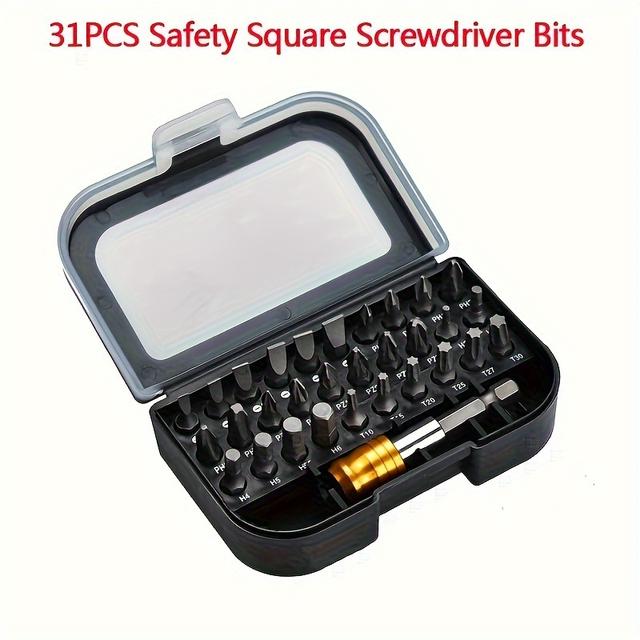 TEMU 31pcs Screwdriver Bit Set With Phillips And Flat Extension Rods