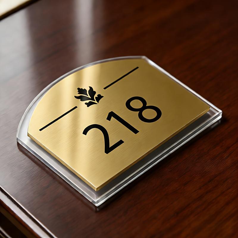 TEMU Customizable Double-layer Acrylic Door Number Plate - Modern Hotel Number - Apartment Number - Unit Number - Apartment Room Sign - Adhesive
