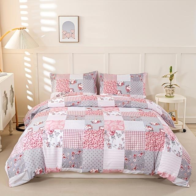 TEMU Juego de Nórdica con Estampado Floral de 3 Piezas - Ropa de Cama y Acogedora con Cierre de Cremallera, 1 Nórdica y 2 Fundas de Almohada, para Todas