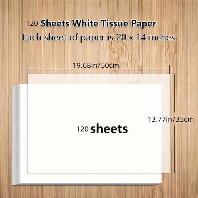 TEMU 120pcs Of White Tissue Paper Measuring 14 By 20 Inches, Ideal For Wrapping Gifts, Packaging, Floral Arrangements, Crafts, And Decorations For Birthdays, Christmas, And Weddings