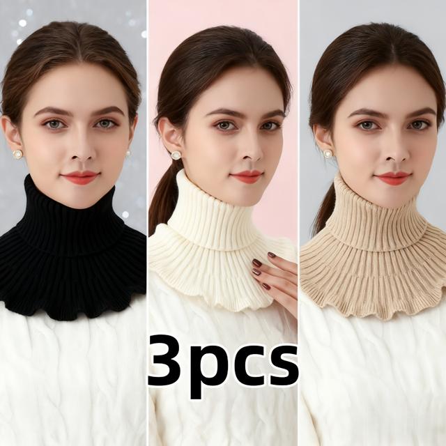 TEMU 3 piezas Suéter cuello ajustado estilo , y agradable - Elástico, transpirable, sin ahogar el cuello, un versátil para abrigos diarios y viajes al trabajo