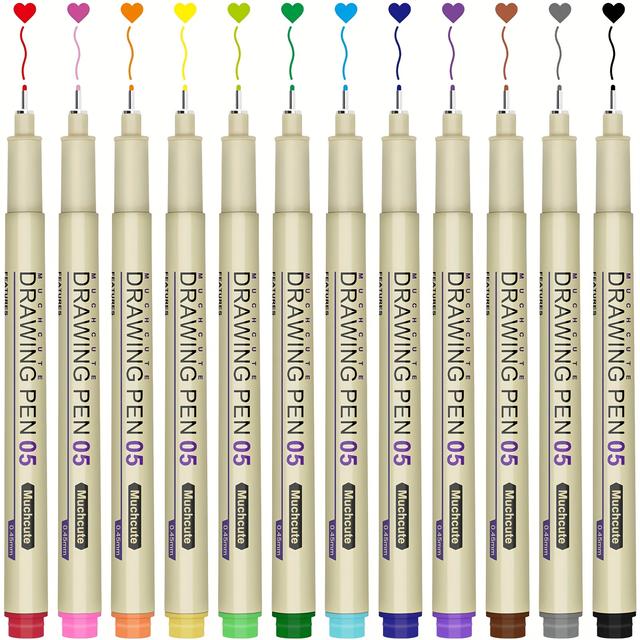 TEMU 12 Colors Drawing Pen Fineliner Pen - Set 0.45mm Waterproof Art Pen, Ultra Extra Fine Liner 05 , Sketch Journaling Fine Line Marker, Art Supplies Adults Artist Gift