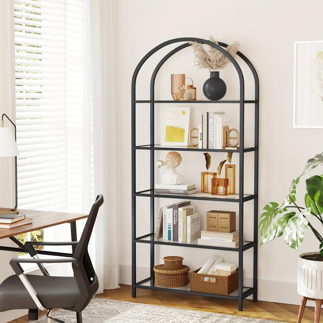 TEMU Modern Bookcase Suitable For - & Cast Iron Shelving Unit With Frame, Freestanding Etagere Bookshelf, No , Shelves For Office Or Library