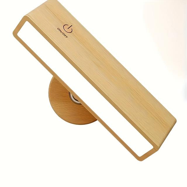 TEMU 1 Stück 360° drehbare Wandleuchte aus Holz, USB wiederaufladbar LED Leselampe, dimmbare Wandleuchte für Schlafzimmer und Bett