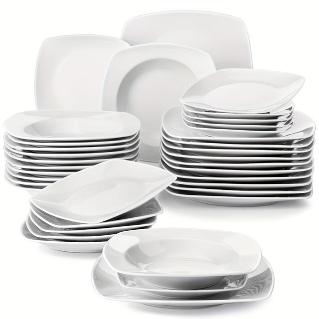 TEMU 36pcs, Dinnerware Set Porcelain Plate And Bowl Set, Tableware Service For 12, Suitable For Home Kitchens, Restaurants, Hotels, Kitchen Supplies, Tableware Accessories