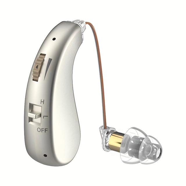 TEMU Rikya 1pc Amplifier Earphone, Equipped With A Usb Charging Cable And 3 Sizes Of Ear Cups. It Has An Ultra-long Of . Suitable For Communication, Meetings And Outdoor Activities.