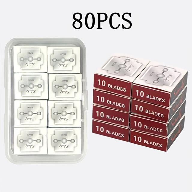 TEMU 80st Rostfria Fotfilblad med Genomskinligt Förvaringsfodral - Ersättningsblad för Förhårdnadsborttagning vid Pedikyr och Fotvård, 10 per Låda, Lätt Reseaccessoar