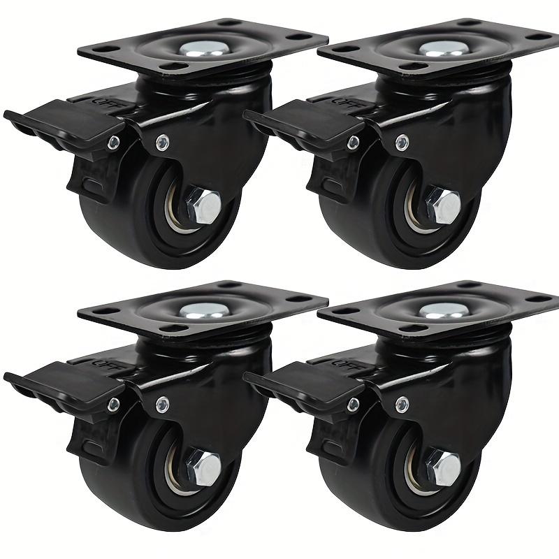 TEMU 3" Heavy Duty Plate Casters Set Of 4 - 4400 Lbs Load, Industrial Swivel Casters With Locking Brake, Low-profile Nylon Wheels For Machines & Workbenches