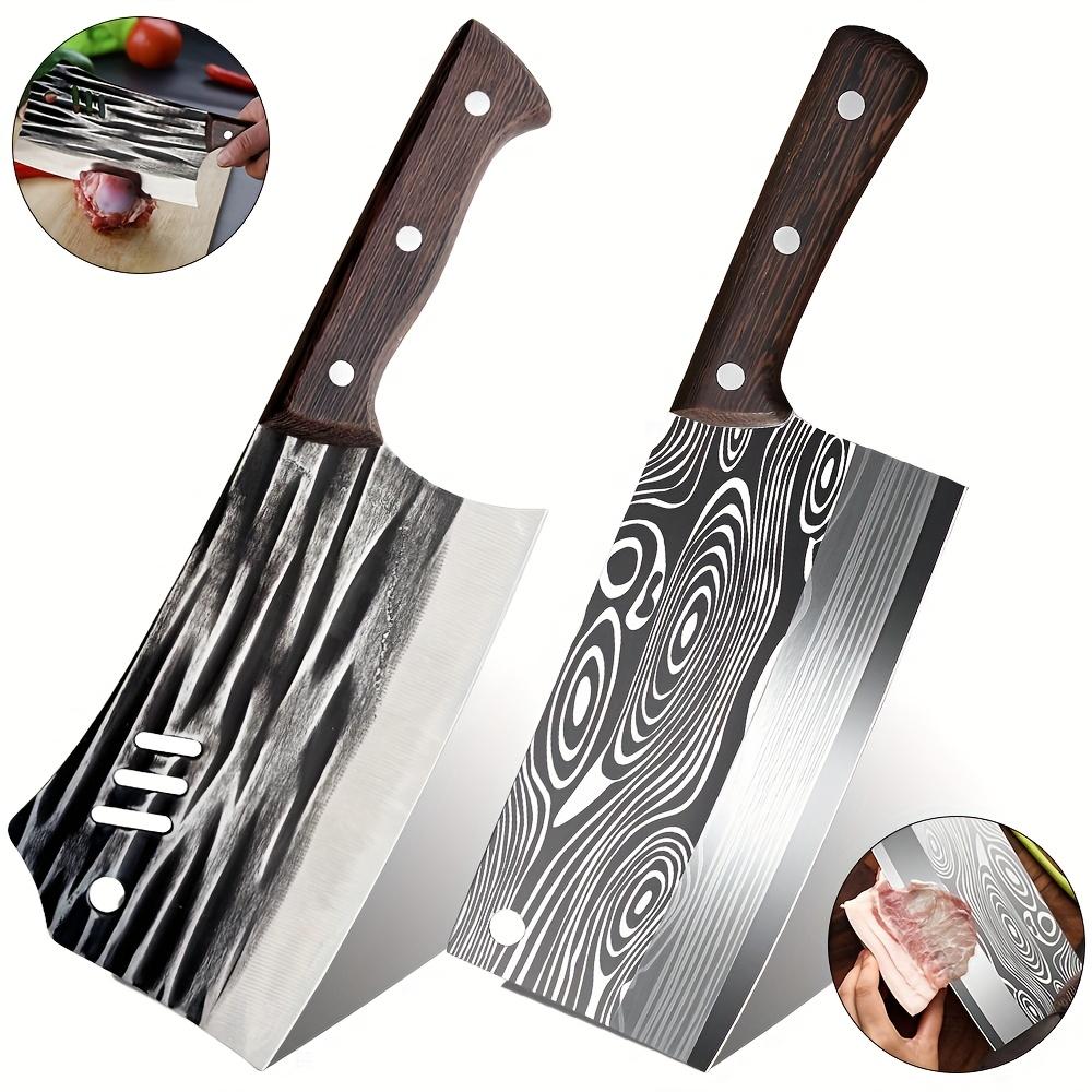 TEMU 2pcs Kitchen Knives, Chef's Knife, Sharp Professional Universal Knife For Vegetables And Meat, Chinese Cooking Knife With Wooden Handle