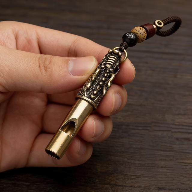TEMU Outdoor Whistle | Portable With Keychain Rope, Chinese , Suitable For Men And Women, Copper Material