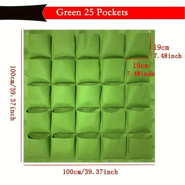 TEMU Vertical Wall Hanging Planting Bag 18/25 Pockets For Indoor And Outdoor Garden Use, Lightweight And Contemporary Style, Wall Mounted Plant Stand