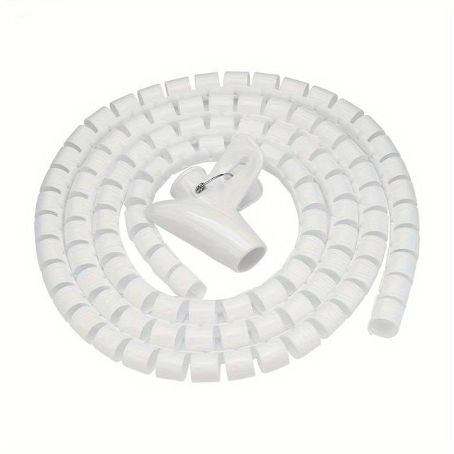 TEMU Cable Management Sleeve In White/grey - 10/16/22/28/32mm, 2m/ Lengths With Clip Organizer For Desk Tidy & Car Charging Cable Protection