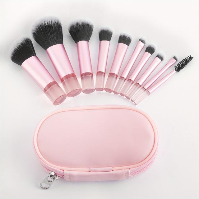TEMU 10 Portable Makeup Brush Set With Storage Bag, Multifunctional Full-face Beauty Tools
