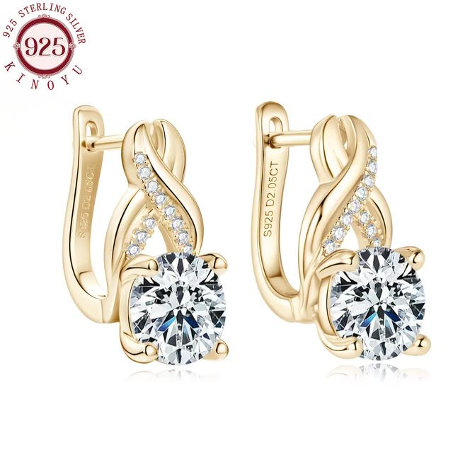 TEMU 1 Pair Of Moissanite Infinity Elements Earrings For Women, 925 Silver 8mm Round Moissanite Earrings (wedding & Party), Holiday Gifts, Earrings For Women, Jewelry Gifts, Gift Boxes