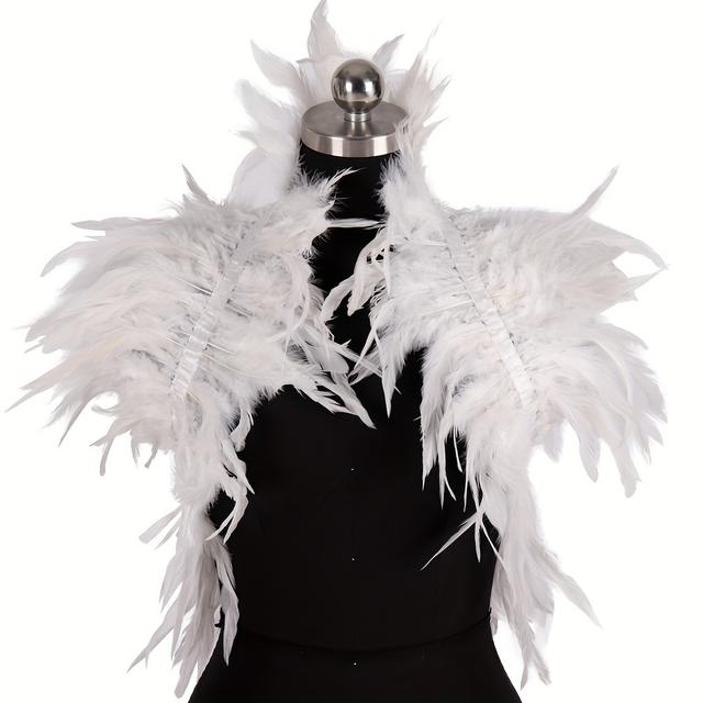 TEMU Chal de Plumas Artificiales para Mujer, Bufanda Capa, Estilo Punk , Plumas Naturales, Chal de Moda Gótico, Accesorio Decorativo para Fiestas, Halloween, Carnaval, Fotografía, Escenario y