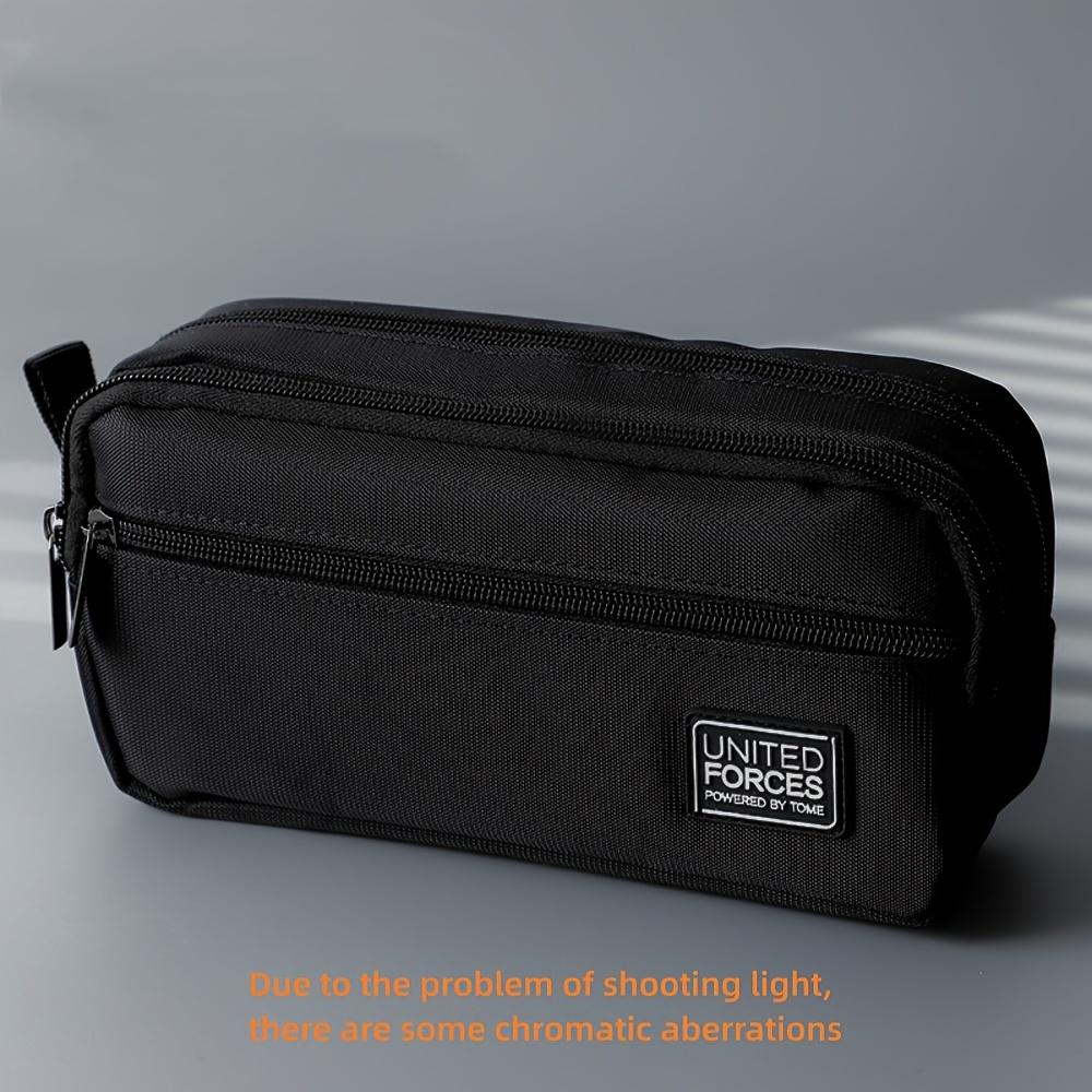 TEMU Minimalist Three-layer Large-capacity Pencil Case, Stylish Men' Pencil Box, School Supplies Storage Bag, Handheld Stationery Pouch