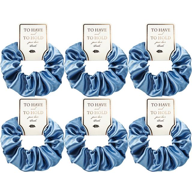 TEMU 6-pak satynowych gumek do włosów dla kobiet - minimalistyczne, słodkie spinki do włosów z metkami prezentowymi, różne kolory, materiał tkaninowy, prosty, jednolity wzór akcesoriów do włosów