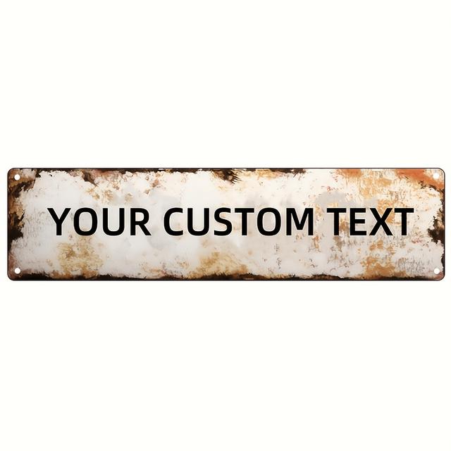 TEMU Customizable Vintage Metal Street Sign, Personalized Text, Outdoor Decor, 4x16 Inch, With No Electricity Needed For All , Metal Outdoor Decor