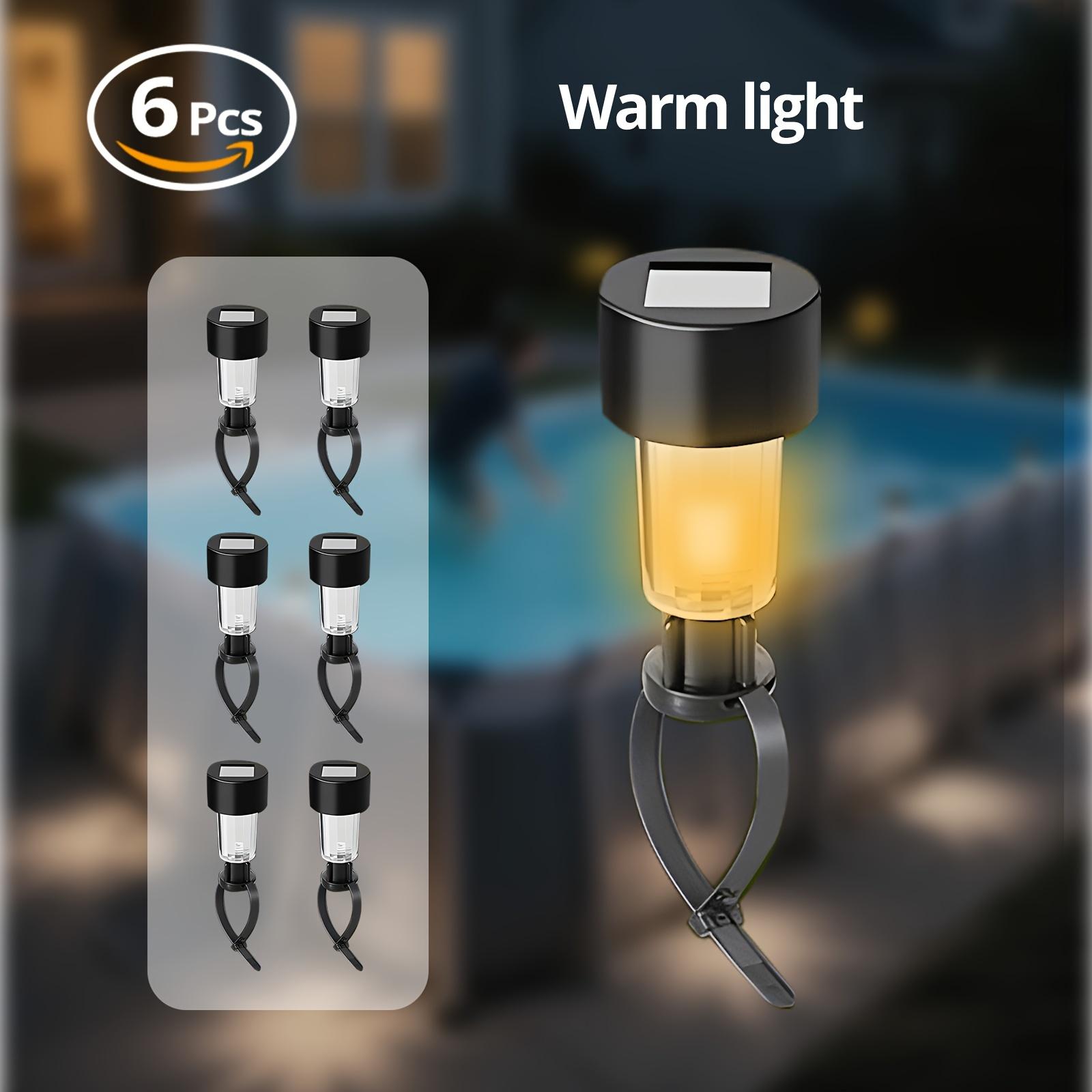 TEMU Solar Pool Lights (adjustable Gray Strip, Warm White Led, Solar Powered), Suitable For Outdoor Above Ground Swimming Pools, With Metal Frame Swimming Pool Lighting Decorative Lights (6/12pcs)