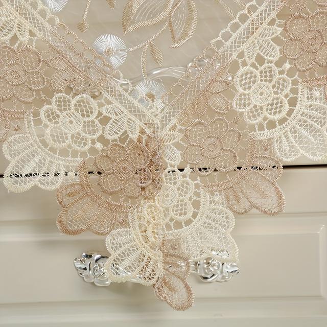 TEMU 1pc Elegant Lace Tablecloth For Tv Stand Coffee Table, Polyester Home Decor Square Topper, Dust-proof Cover For Shoe Cabinet
