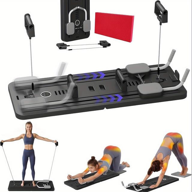TEMU 6-in-1 Multifunctional Pilates Board Kit With Timer - Foldable, Portable For Full Body Workout - Pvc Material In Pink/blue/black