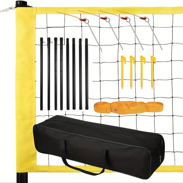 TEMU Volleyball Net For Backyard, Outdoor Portable Volleyball - Adjustable Height Poles With Soft And Carry Bag For Backyard, Beach, Lawn, Volleyball Rebounder, Volleyball Rebounder Net