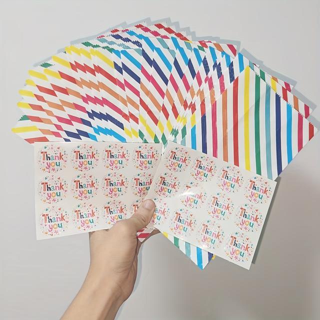 TEMU 24 Paper Bags And 24 Thank You Stickers, Gift Bag For Kids' Birthday Party With Stickers, 24 Cm*13 Cm*8cm Candy Bag, Gift Bag For Girls' Birthday, Wedding Favor