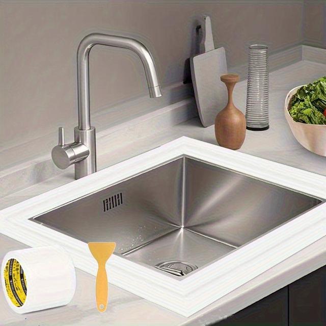 TEMU 2pcs Super Strong Self-adhesive Bathroom Toilet Sealing Tape, Waterproof Wide Wear-resistant Kitchen Edge Cover, Suitable For Toilet Crack Concealment And